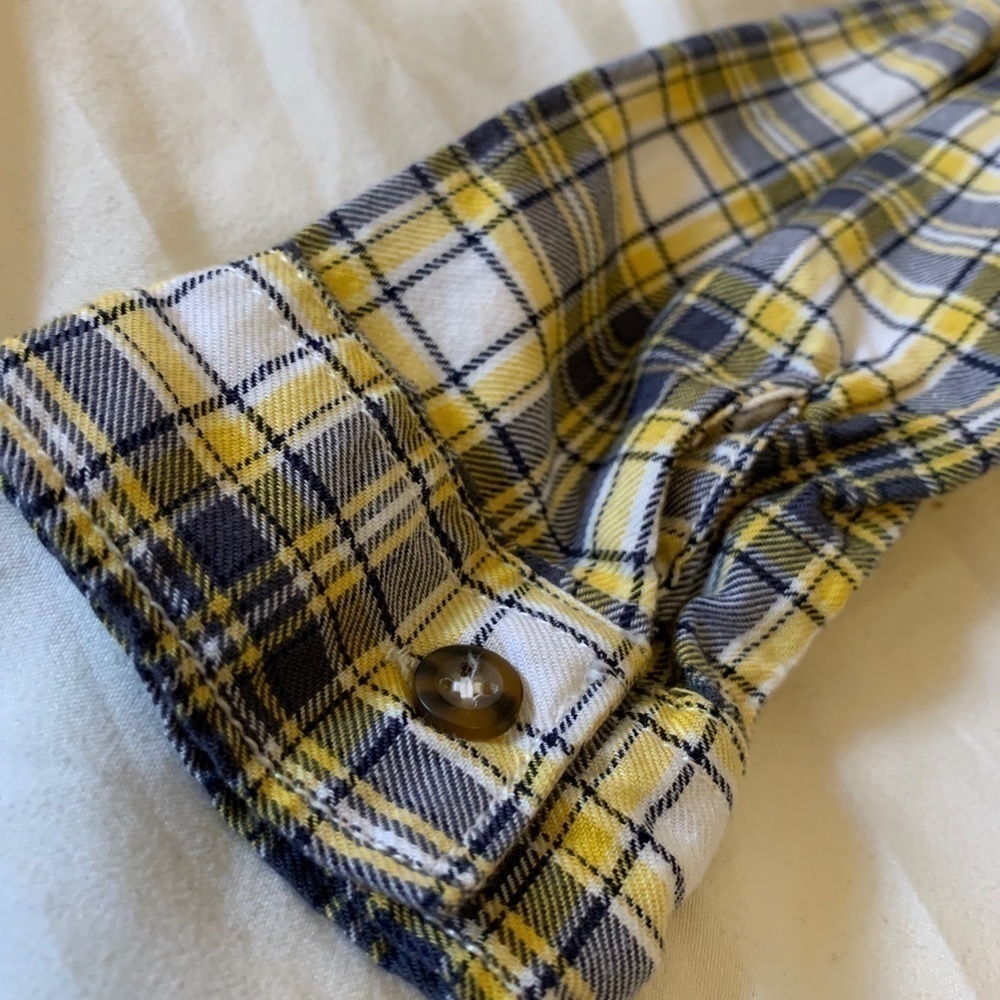 Carter's 12 Month Blue And Yellow Plaid Onesie And Blue Short Sleeve Onesie(861) - Picture 7 of 10